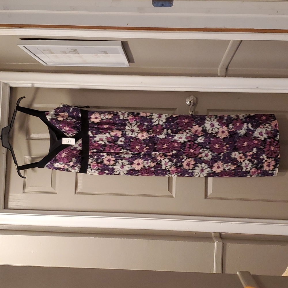 Maxi Dress Purple Pink Gray Black Watercolor Floral
